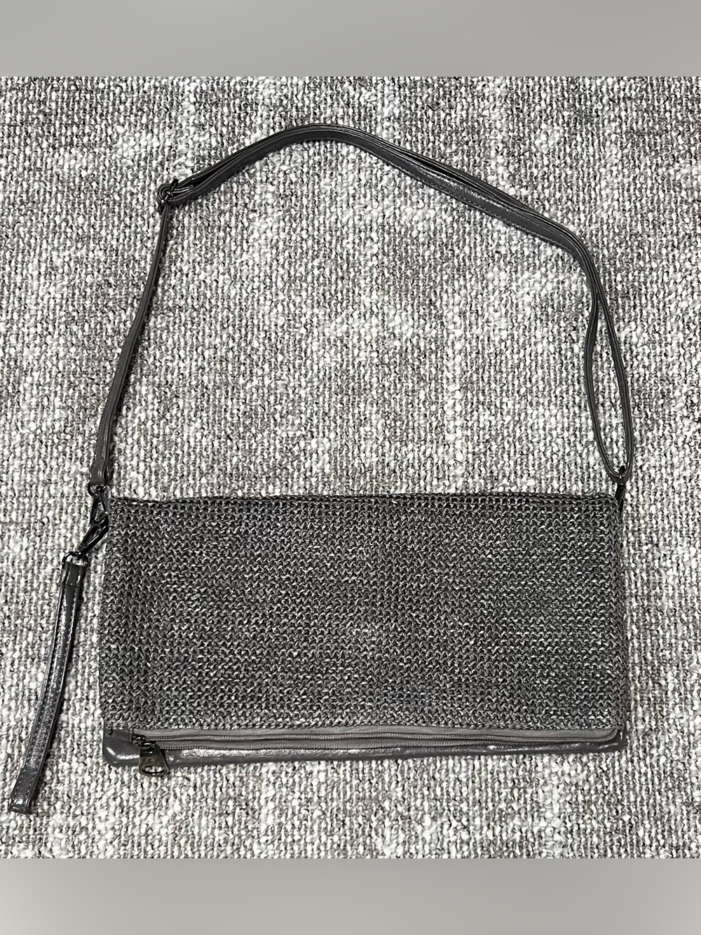 Woven Crossbody Clutch in Black by